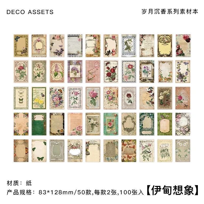 DHgate.com:Vintage 100-Sheet Handmade Scrapbook Paper for