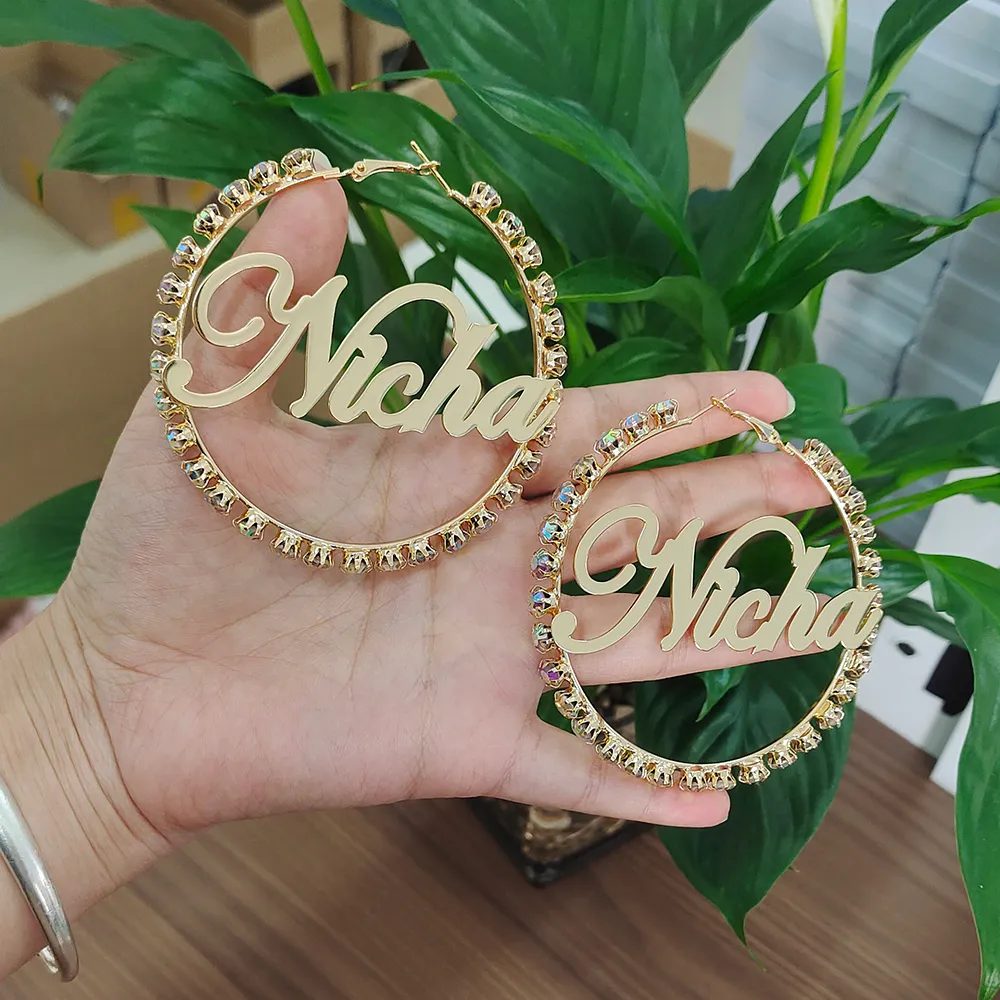Real gold nameplate earrings deals