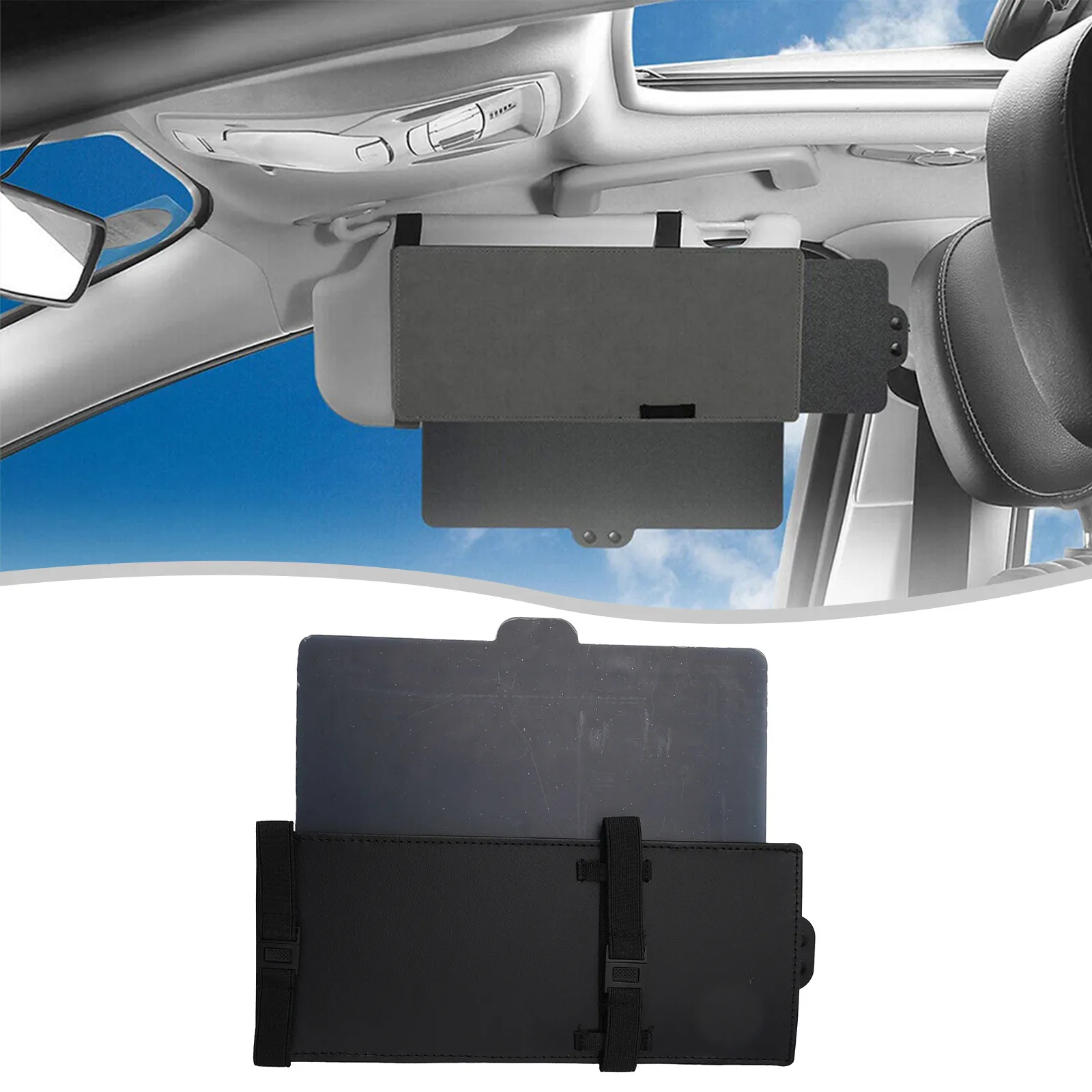 Black Car Sun Shade Visor Extendable Universal Fit 12.2 21.6 inches Auto Sun Shield Replacement 1 Piece