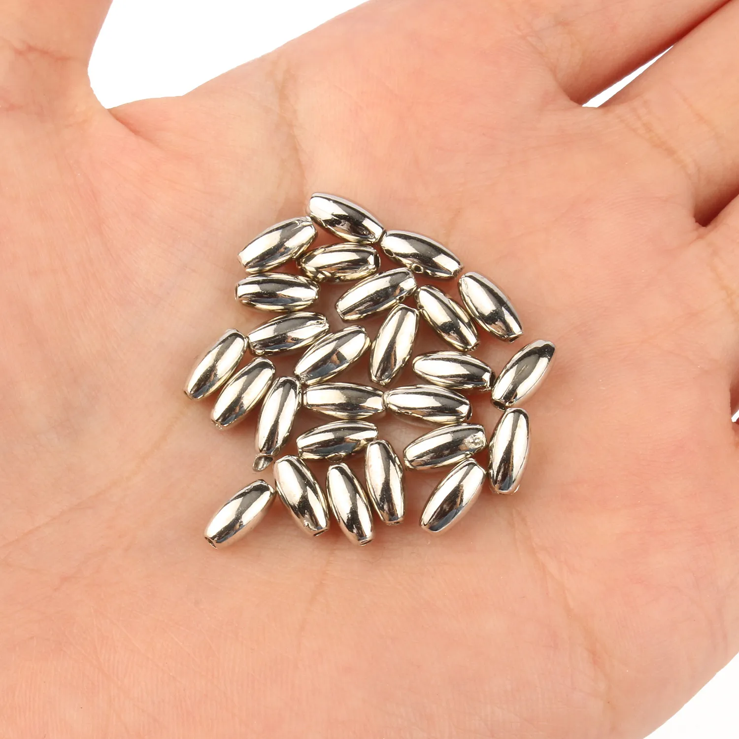 Acrylic Beads For Jewelry Making: Gold/Silver Rice Shape CCB