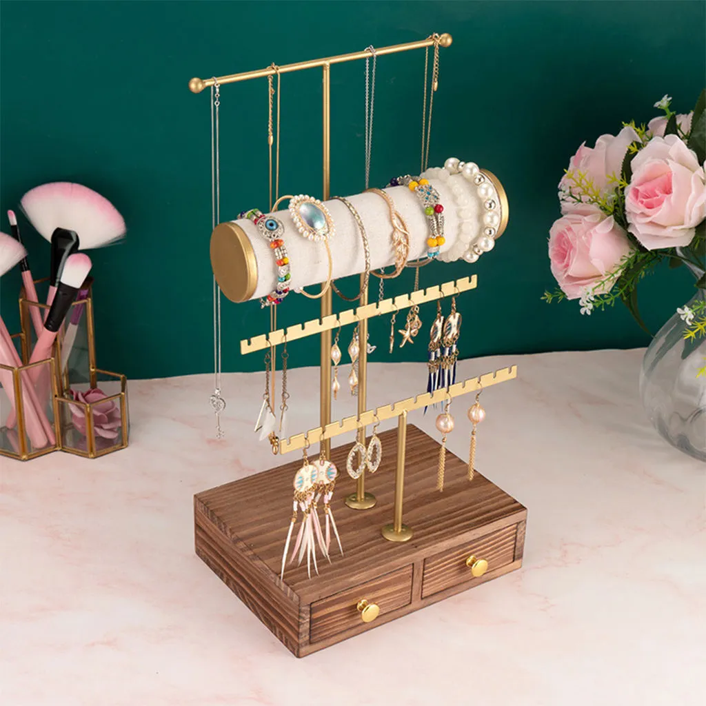 3 Tier Jewelry Stand Displaying With Wooden Drawer Jewelry Tree Stand Tower  Rack Earing Necklace Bracelet Watch T Bar Holder From Ddmyday, $79.37 |  DHgate.Com, image size:1024x1024
