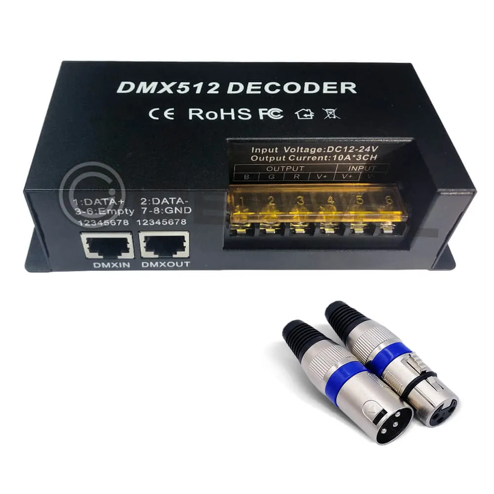 3-Channel dmx512 decoder with RGB LED Strip...