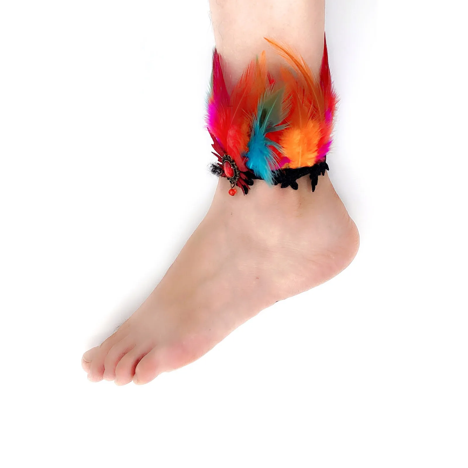 Boho Anklets: Beaded Foot Chains Punk Goth Anklet Feather Floral