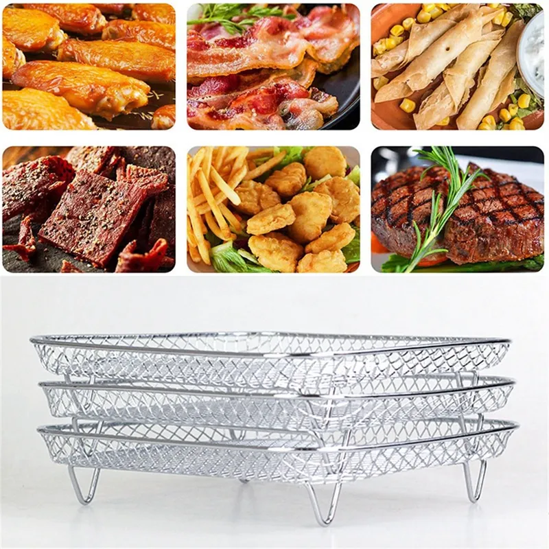 Large Capacity Air Fryer Tier Stackable Rack Stainless Steel
