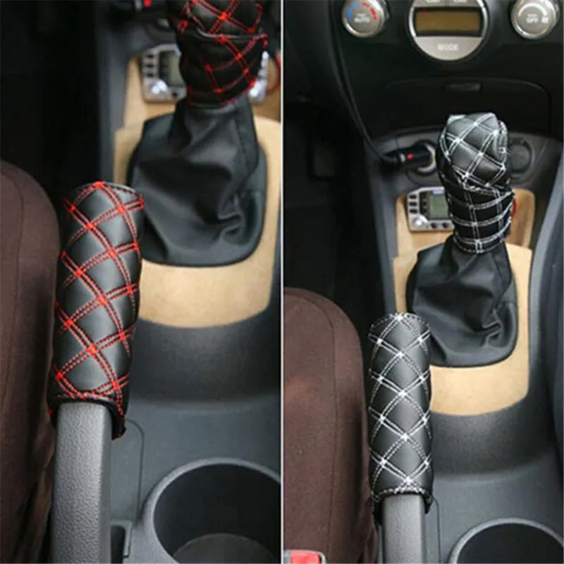 Handbrake Cover, Universal Gear Shift Knob Cover Set Non-Slip Handbrake Protector Cover Breathable Car Shifter Gear Hand Brake Cover For