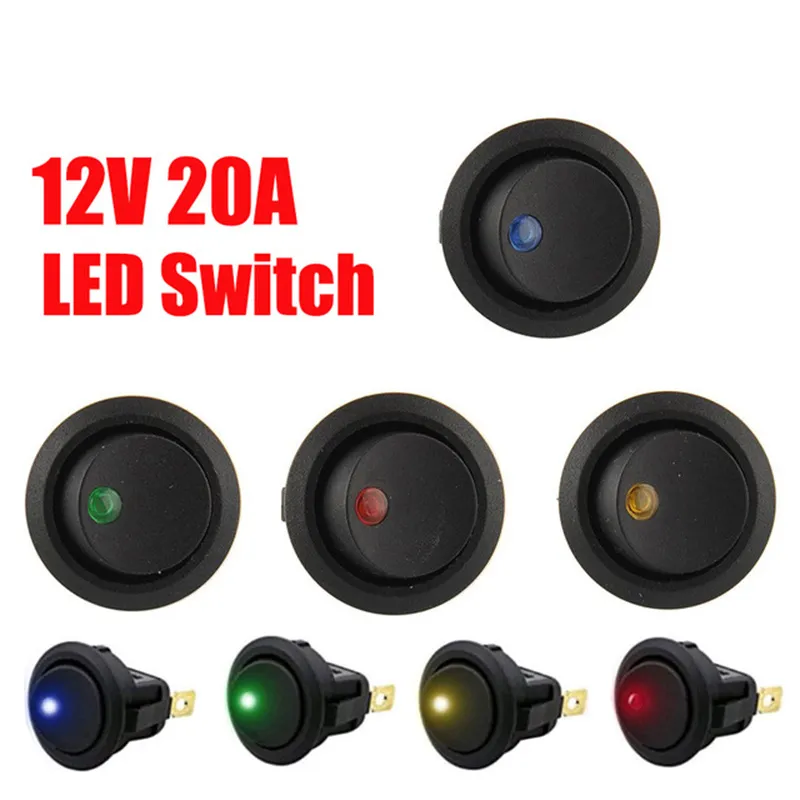 12V/24V Car Rocker Switch With Red LED | 3-Pin SPST ON/OFF Toggle, Water-Resistant, Fits 20mm Mounting Hole