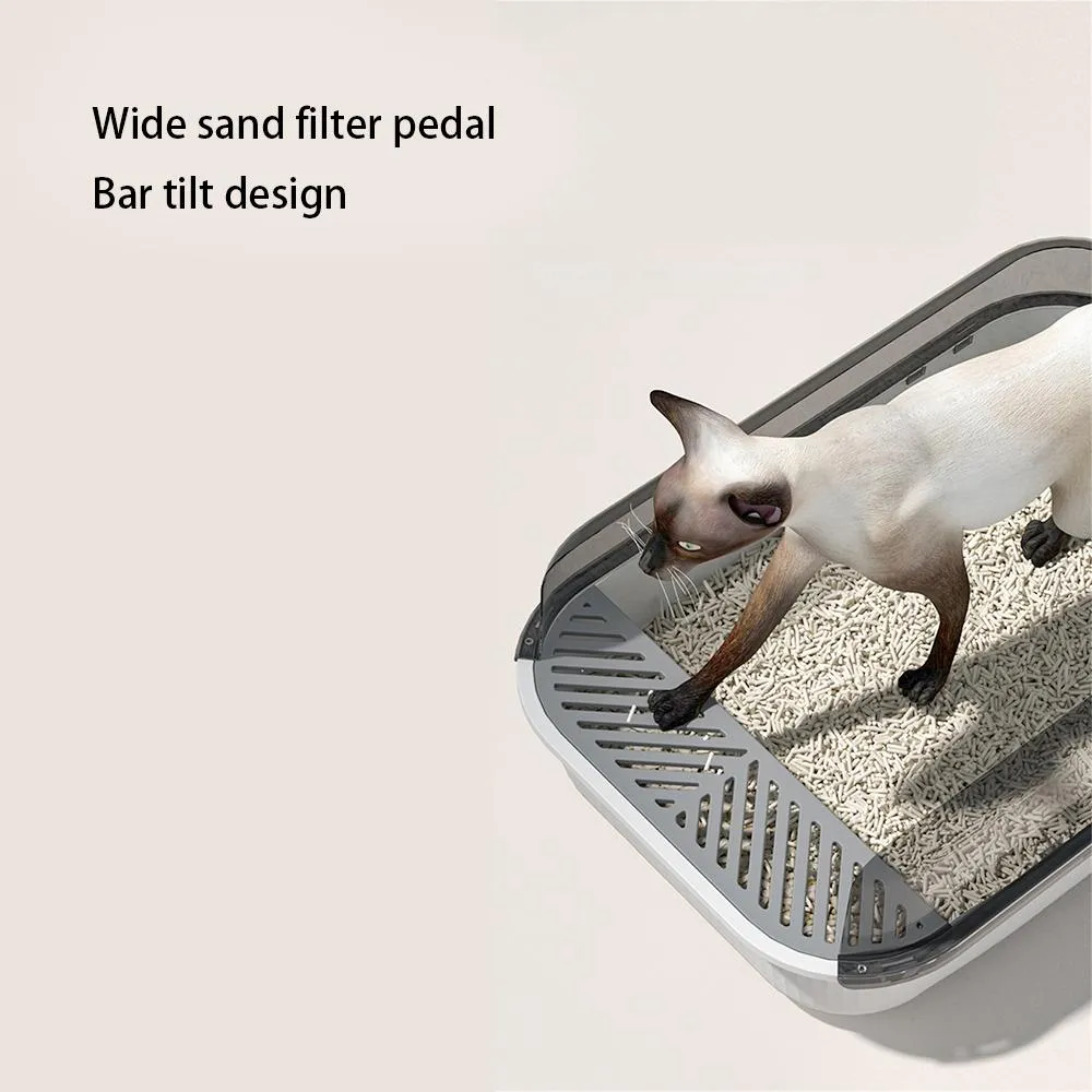 DHgate Iceland Blue Semi Enclosed Cat Litter Box for Odor Control Easy Cleaning Large Cat Toilet with Scoop Sturdy Hooded Cat Potty 50.534.518.6cm Pet Supplies