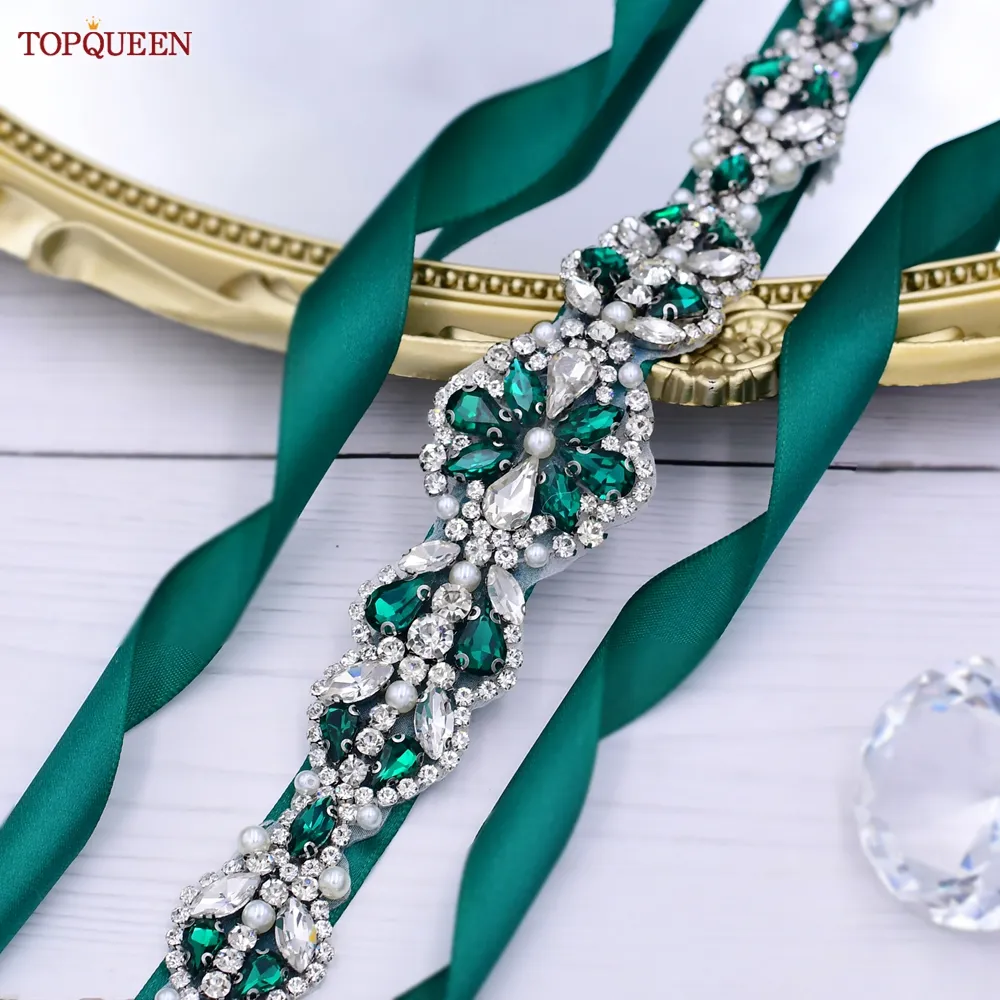green emerald velvet dress Laia Emerald Green Satin Pearl Detail Belt Dress – House Of Haniya main image 0