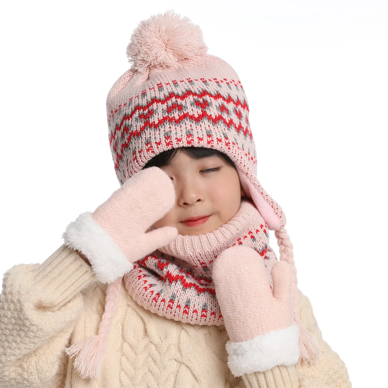 Baby Toddler Winter Beanie Hat With Hooded Scarf – Soft Knit Earflap Cap For 6-36 Months