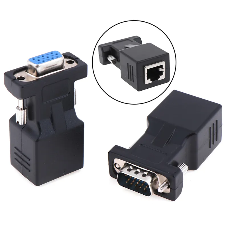 Serial Vga To Rj45 VGA To RJ45 Video Extender Cable Computer Laptop Connector For MacBook ...