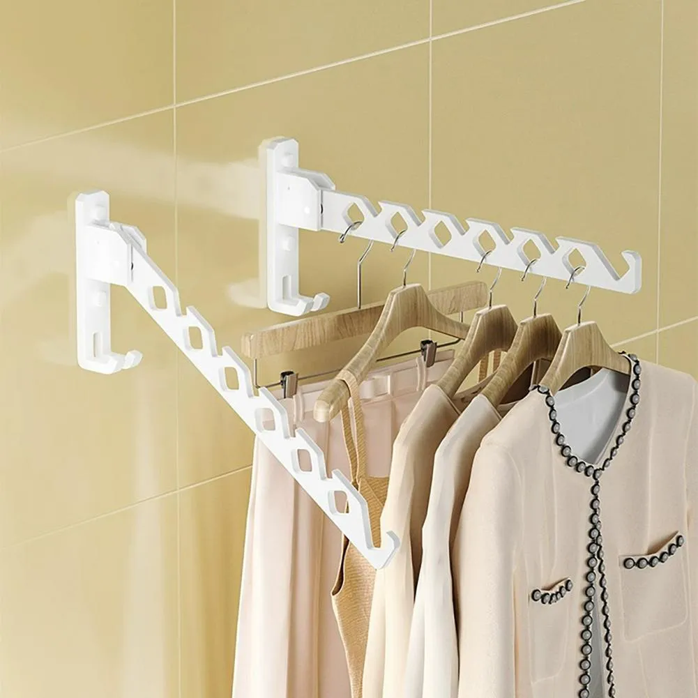 Folding Clothes Cloth Wall Hanging Stand Wall-Mounted Foldable