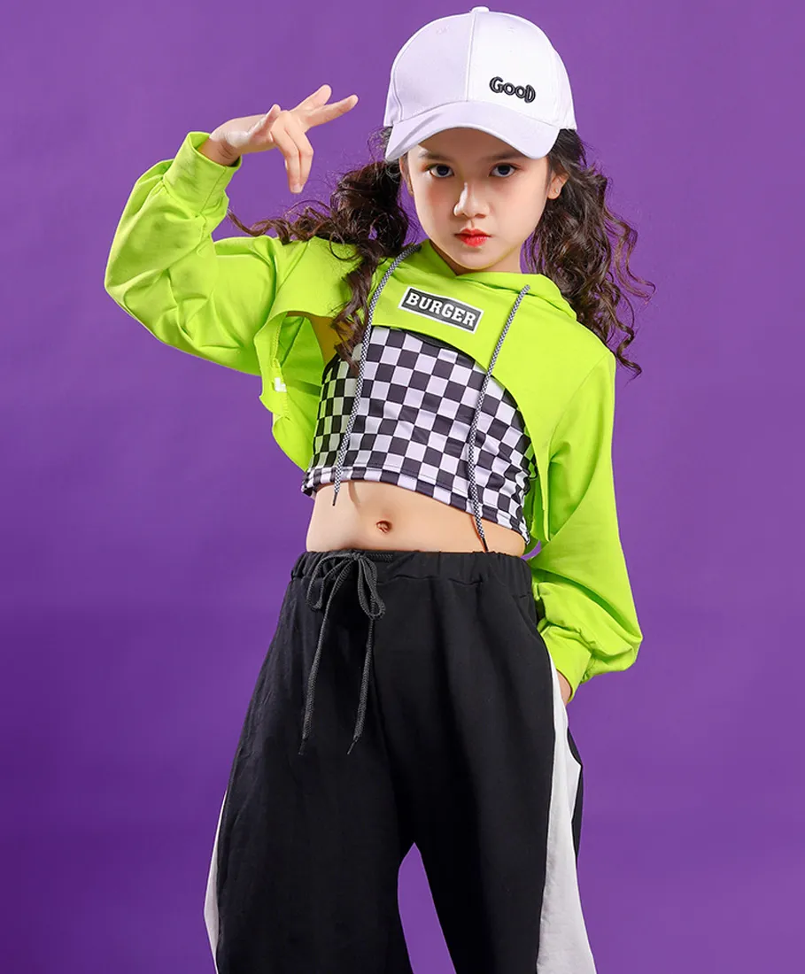 DHgate.com:Vibrant Hip Hop Dance Costume: Green Crop Top