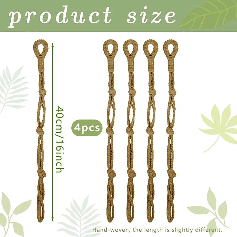 4Pcs Plant Hanger Extender Waterproof Strong Bearing Capacity Space-saving Macrame Handmade Potted Plant Lanyard for Yard