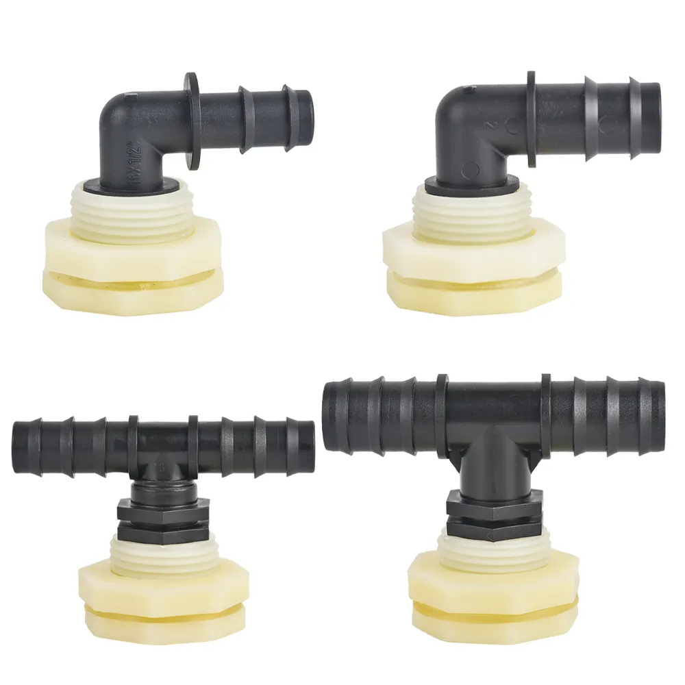 PVC Bulkhead Water Tank Connector Adapter Fitting with Plugs Assembly 1 ...