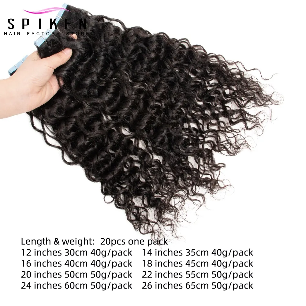 Water Wave Tape In Hair Extensions Human Hair 12-24 Inches  display picture 3