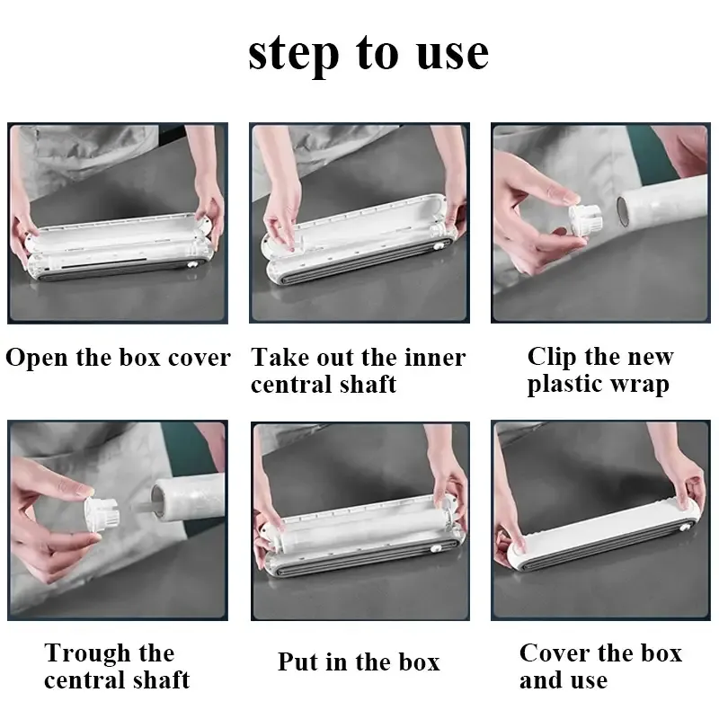 Plastic Wrap Dispenser With Slide Cutter Reusable Dispenser For