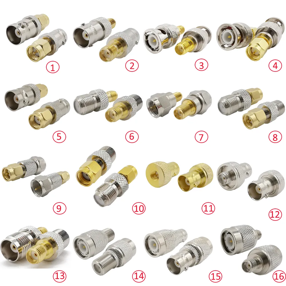 Lot De 14 Adaptateurs RF SMA/BNC/UHF/N - Pour Connexions Antennes, Routeurs, Câbles Coaxiaux - En Cuivre