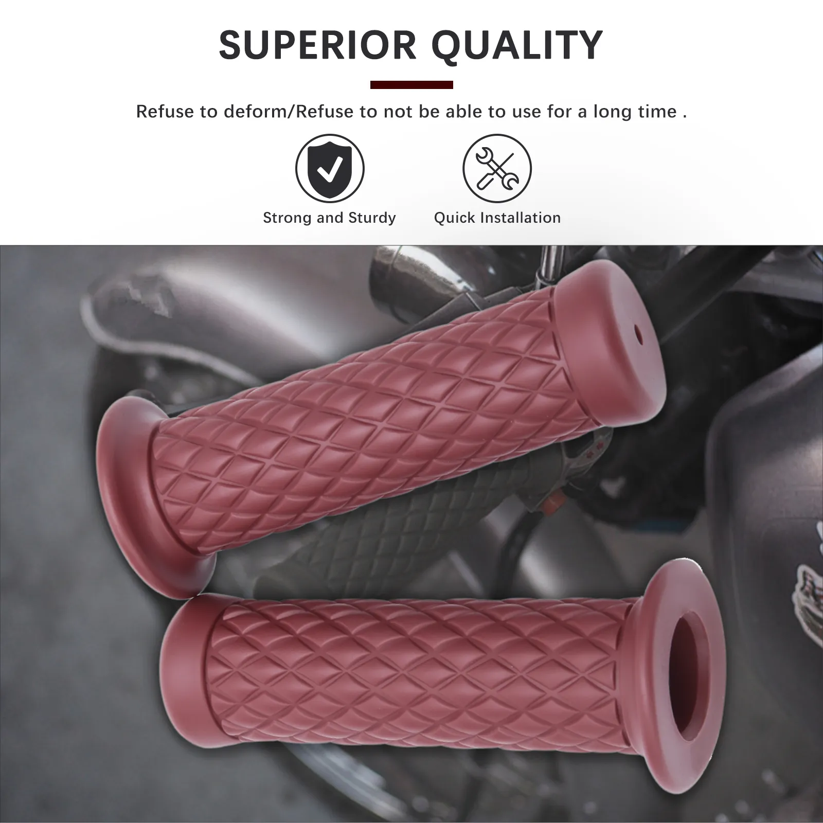 Kit De Poignées De Guidon Moto Antidérapantes - 1 1/8" / 29mm, Caoutchouc Souple, Rouge