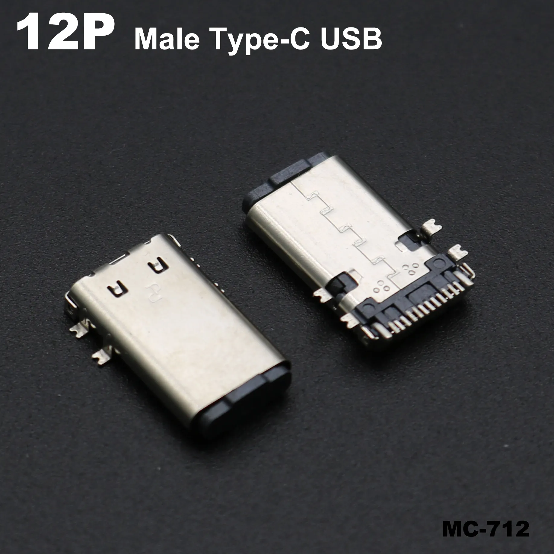 Piece 5A 12-Pin 13mm Type-C USB Male Plug SMD Type USB C Charging Head  Test Board DIY Laptop Notebook Charge Socket Connector 12P