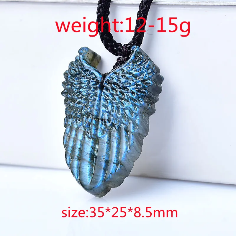 Carved Labradorite Angel Wing Pendants Carved Labradorite Angel Wing Pendants