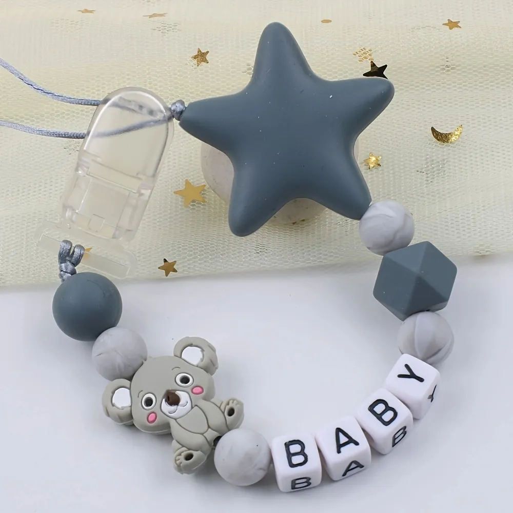 Silicone Baby Pacifier Chain with Pentagram Design, 29cm Pacifier Clip ...