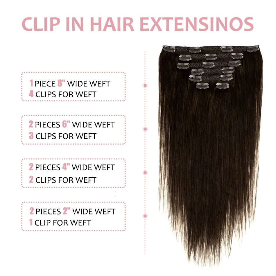 100g Clip in Hair Extensions 100% Remy Human Hair Brazilian 