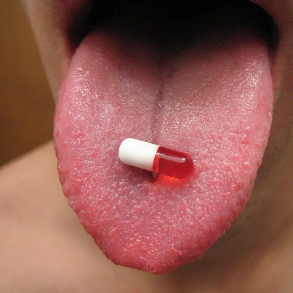 Tragus Piercing Pill Tongue Bar Acrylic Tongue Ring Jewelry 14G