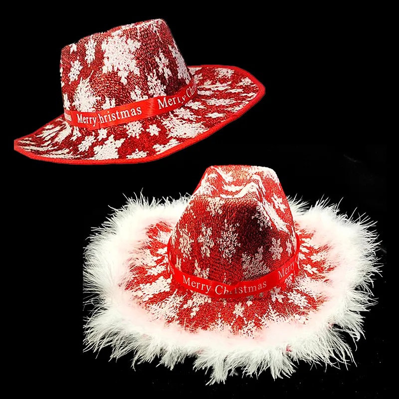 Fuzzy Metallic Snowflakes Cowboy Hat Western Winter Holiday Festive Cowgirl 716sFek0ONL._AC_UY1000_.jpg main image 4