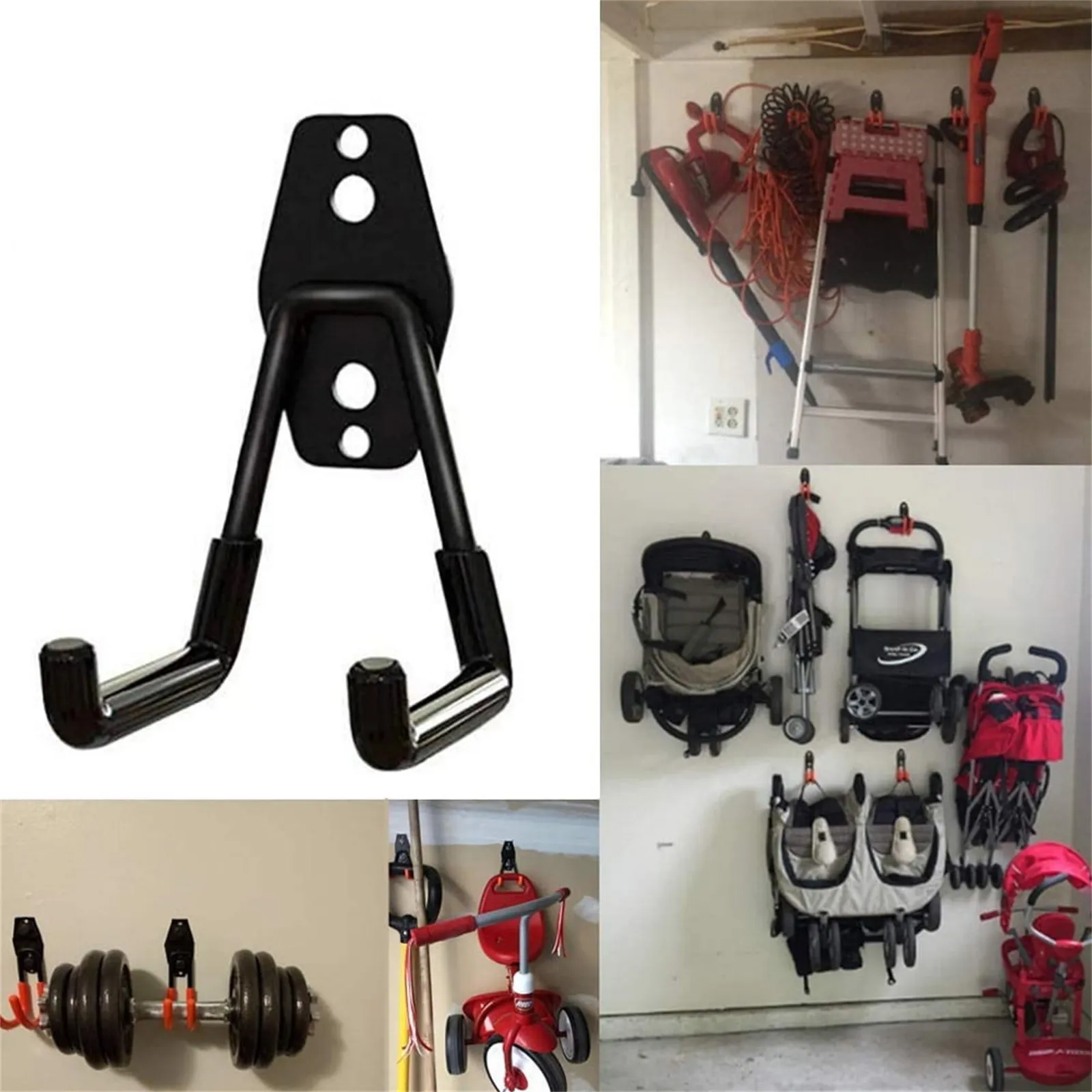thumbnail image 2 of J-shaped Wall Hooks HUPBIPY Heavy Duty J-Hooks 6 Pack - Wall Mount Garage Storage For Ladders, Tools, Bikes, Hose Wall Mounted Tool Organizers 2 of 14