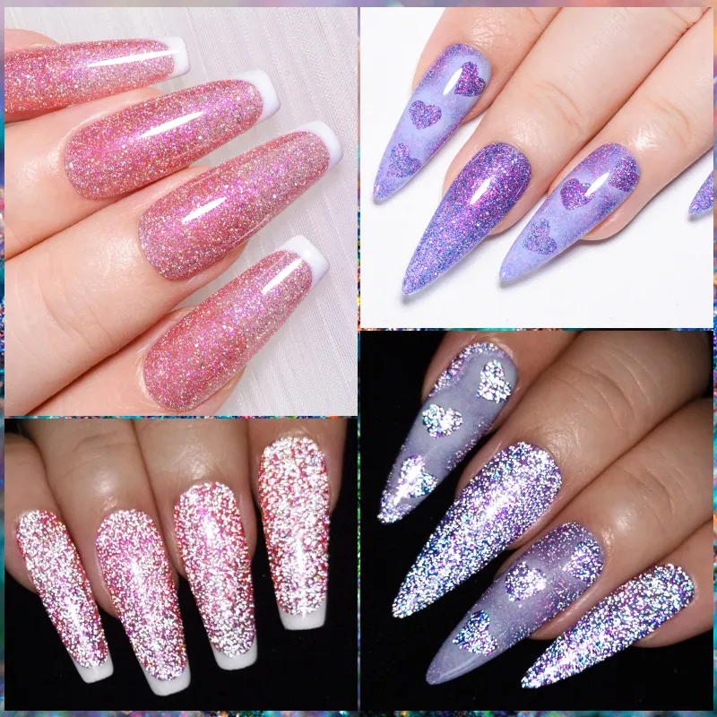 DHgate.com:7ml Purple Pink Glitter Rubber Base Gel Nail