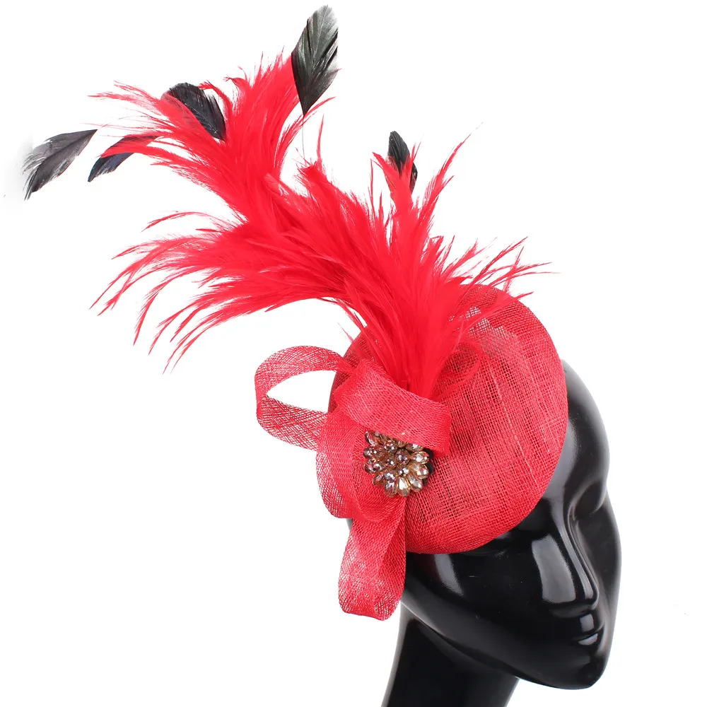 Ladies Fancy Hats, Women Elegant Red Sinamay Fascinator With Feathers,  Millinery Headpiece For Bridal, Tea Parties \u0026 Royal Events From Ddmymaster,  $48.58 | DHgate.Com, image size:1000x1000