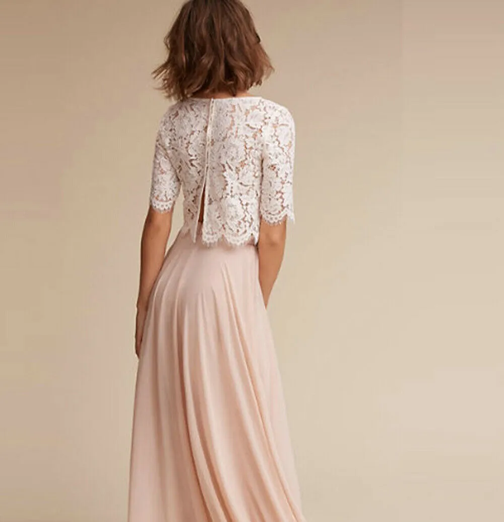 ivory lace fit and flare dress Gianna Fit-and-Flare Ivory Wedding Dress with Train Ivory / 2 main image 0