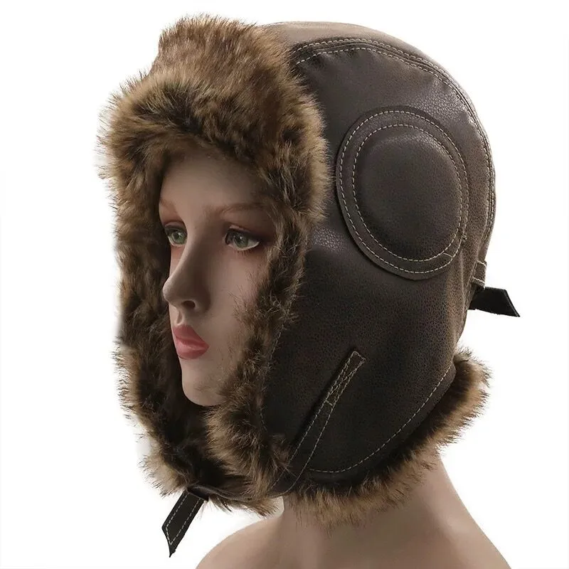 Earflap Fur Bomber Hat Unisex Winter Trapper Pilot Aviator Cap