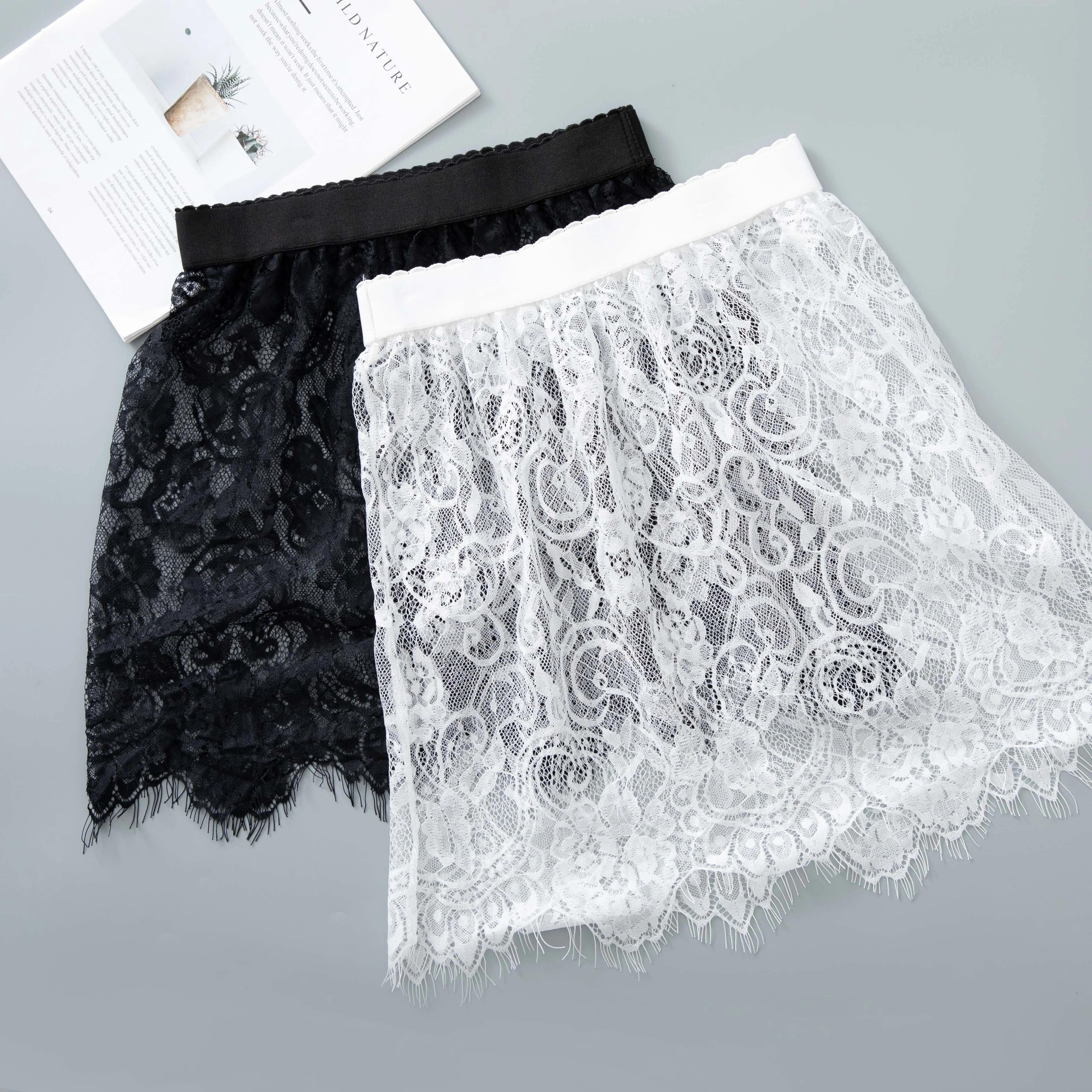 Save Big on Bulk Korean Sexy Mini Skirt Shirt Extender Women Sexy Mesh Lace  Transparent Mini Tulle Skirt Underskirt Korean Ladies High Waist Black