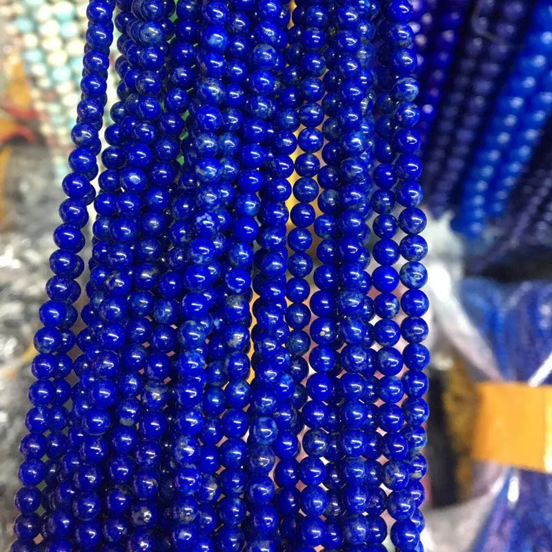Real Natural 6/8/10/12mm Blue Lapis Lazuli Round Gemstone Beads