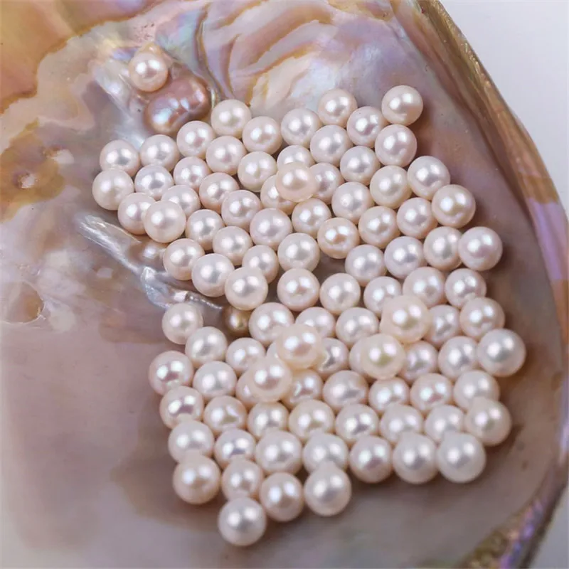 Lot De Perles D'eau Douce Naturelles 7mm - Complètement Percées - Forme Ronde - Blanche - Inde
