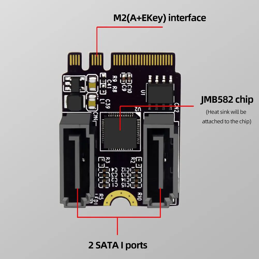 M2 To SATA3.0 Adapter Card PCI-E3.0 KEY A   E WIFI M.2 To SATA JMB582 Chip for PC Servers Consumer Electronics/Storage Device
