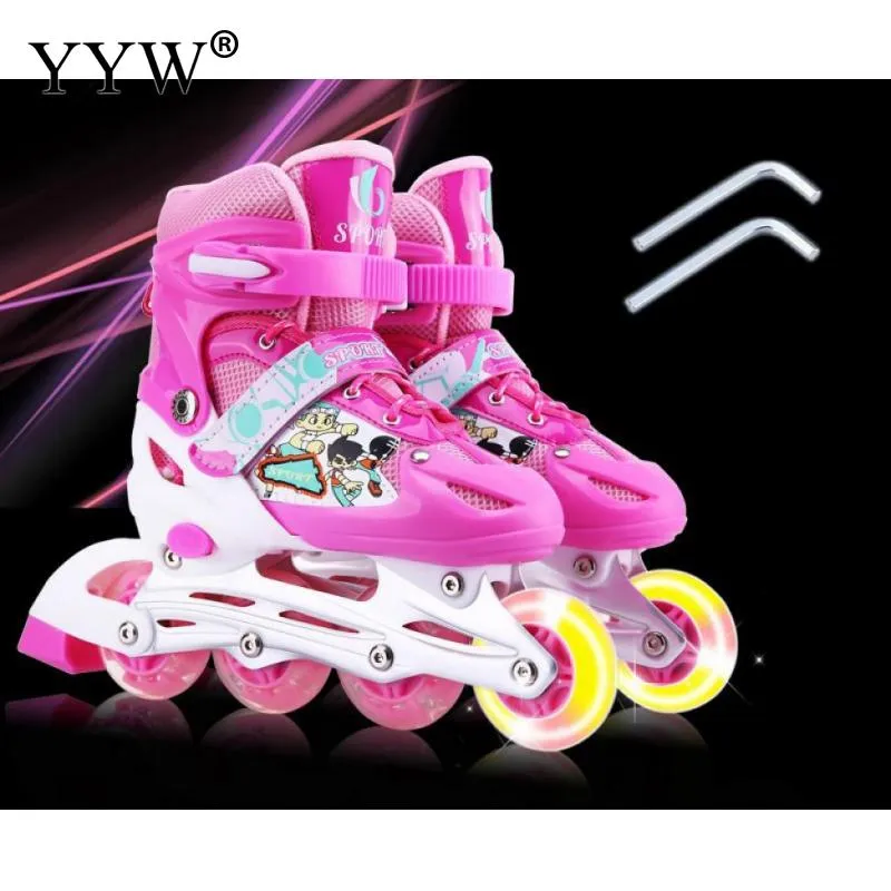 Gonex Inline Skates For Girls Boys Kids, Adjustable Skates Outdoor Blades Inline Roller Skates For Children Teens Women With Light Up Wheels For Indoor Outdoor Backyard Skating Green S