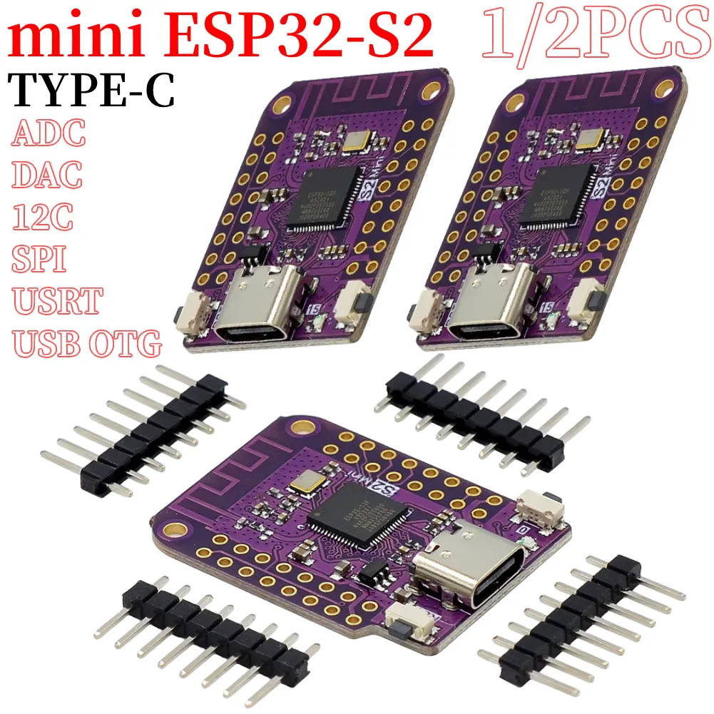 Josenidny Lot 4 Cartes Développement ESP32-S2 - 4Mo Flash 2Mo PSRAM MicroPython WiFi