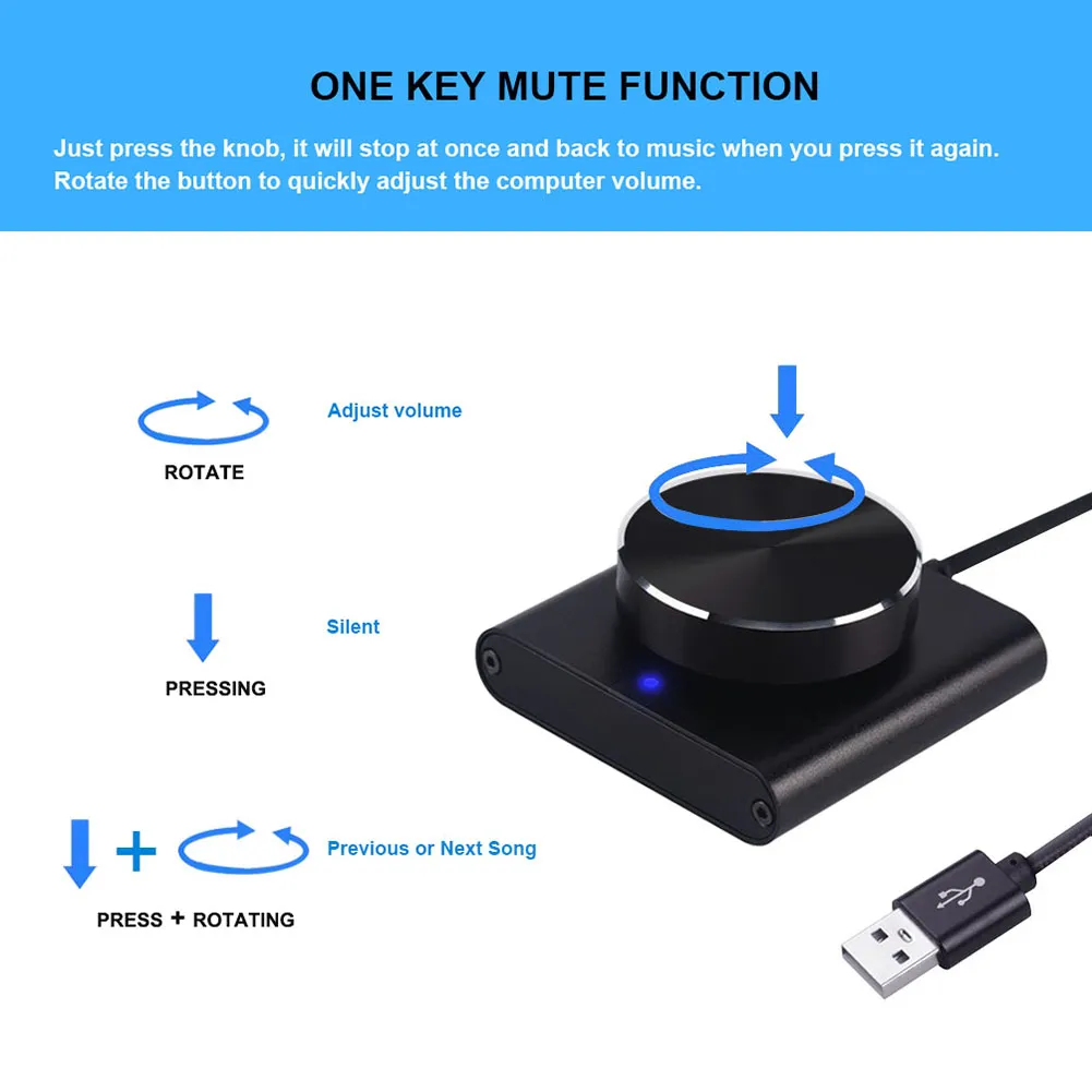 USB Volume Control, Button One Key Mute Multimedia Volume Controller for PC Computer Speaker Audio, Plug and Play