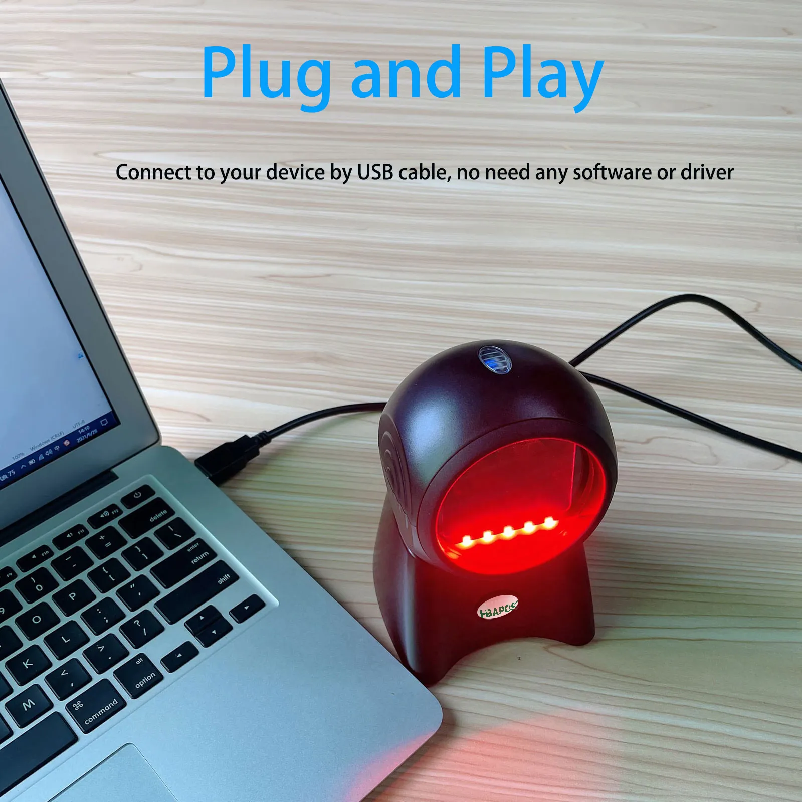 OBZ Handsfree Desktop Barcode Scanner Omnidirectional For 1D 2D QR - View #2