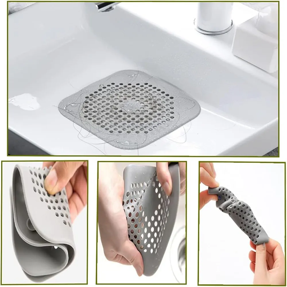 Shower Drain Hair Catcher – Stainless Steel & Silicone Floor Drain Cover, Rustproof Protector For Bathroom, Bathtub, Kitchen Sink