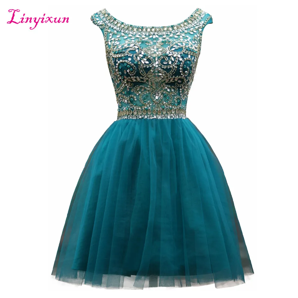 Homecoming Dresses Scoop Neck Sleeveless A-Line Mini Dress with Crystal  Beading Above Knee Length from Dhgate Homecoming Dresses - price 187.47