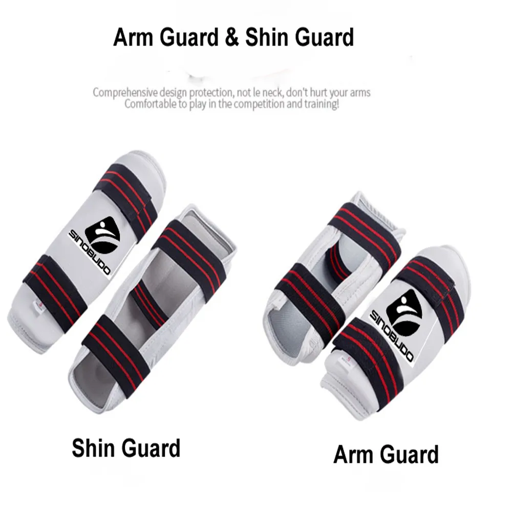 Moospo Arm And Shin Guards Set – Taekwondo, Karate, Hapkido – White, Unisex
