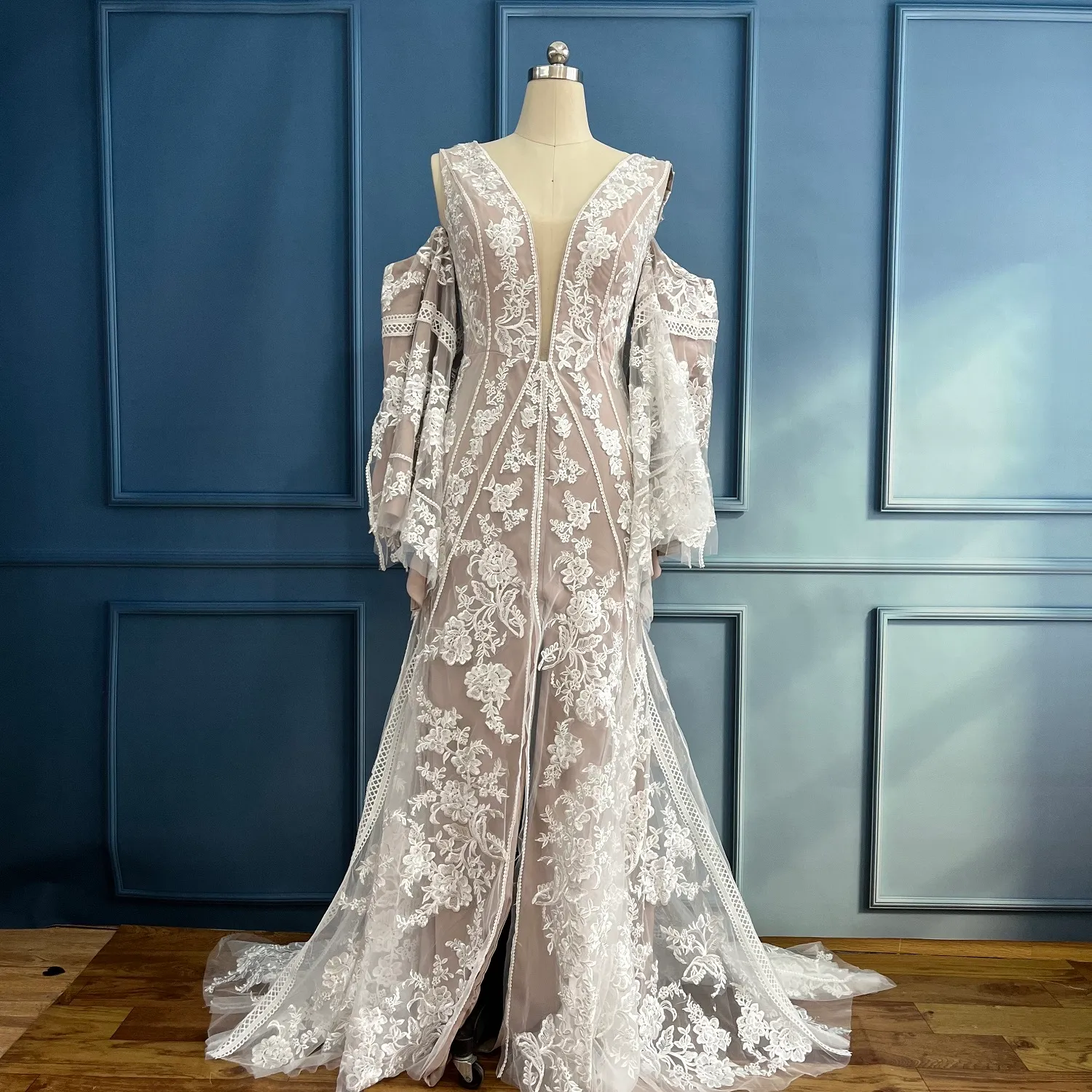 史上一番安い attendee wedding Lace Bohemian dress and Sleeves Flare with その他
