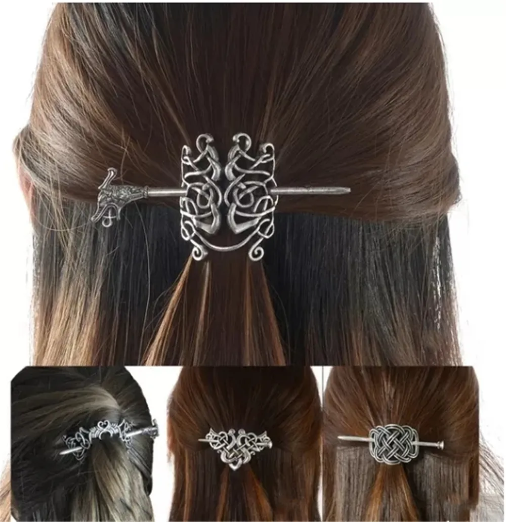 Retro Vikings Hairpins Set with Celtic Knot and Norse Runes  display picture 2