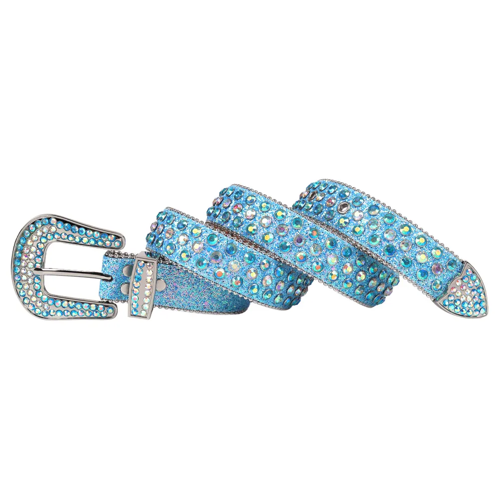 Luxury Rhinestones Leather Belt: Crystal Diamond Studded Bling Cowgirl  Western Belts for Women - Main Image