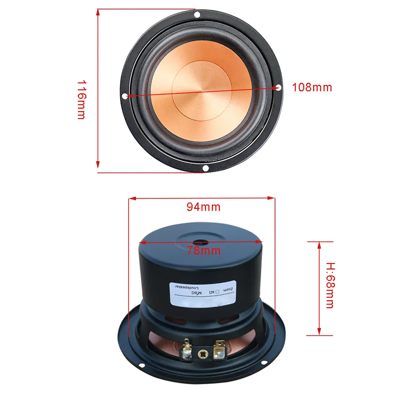 Save Big on Bulk Sound Woofer Speaker Inch Midrange Speakers, Compact  Inch Mid Bass Woofer, 40W 4/8 Ohm, 25 Core DIY Home Bookshelf Loudspeaker 