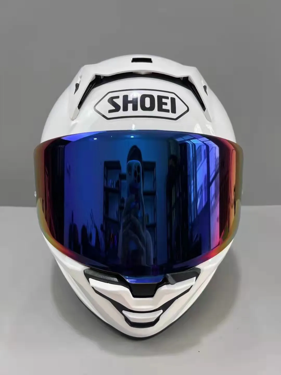 blue and white motorcycle helmet HJC i80 Modular - Imes - MC21 and the SilverCool interior keeps things comfortable over long sessions Voss 989 Moto-V White Helmet