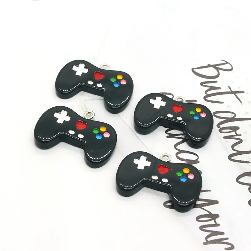 Keychains Charms, Video Game Controller Resin Charms Black Smooth